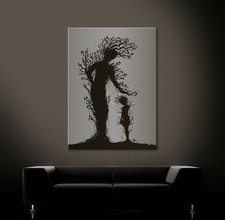 SILHOUETTES quadri su tela nero bianco quadri da parete astratti sopra divano decorazione XXL