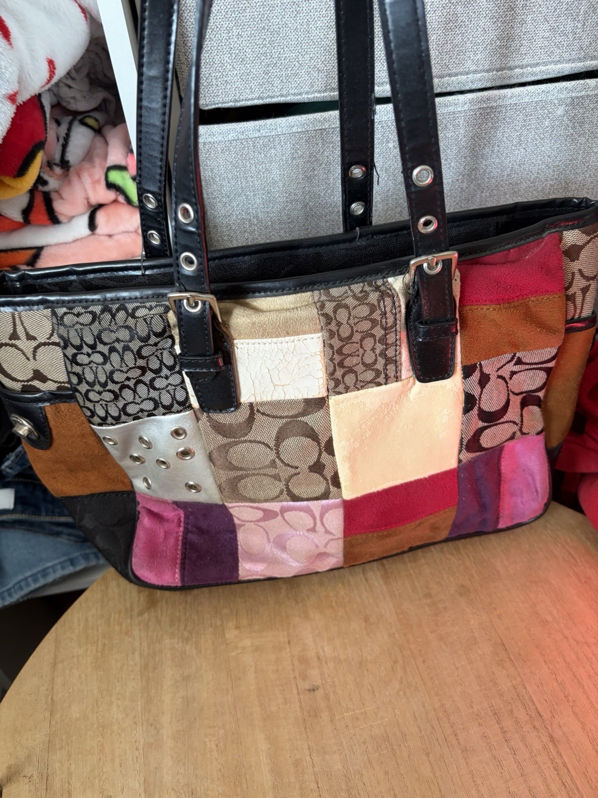 Coach Patchwork Multicolor Studded Shoulder Bag f… - image 1