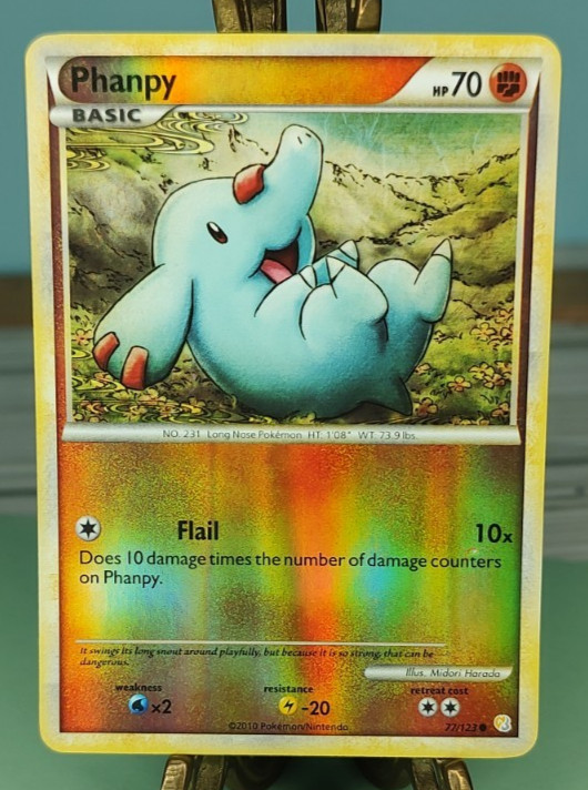 Pokemon - Phanpy #77/123 - HeartGold SoulSilver Reverse Holo Trading Card TCG