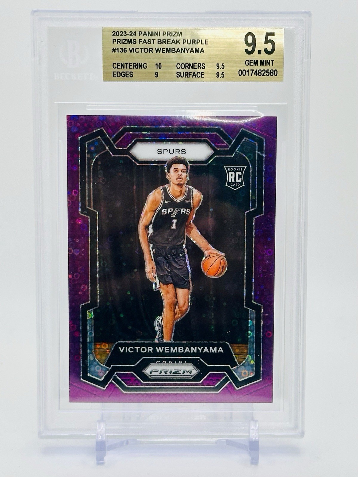 Victor Wembanyama 2023 Prizm #136 Fast Break Purple /75 Price