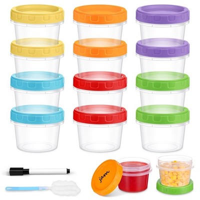 4 oz Small Plastic Containers with Lids 12 Pack Stackable Freezer Container