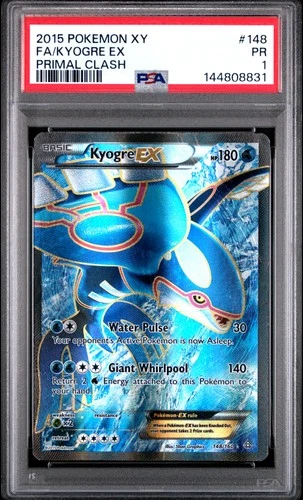 2015 POKEMON XY PRIMAL CLASH #148 FULL ART/KYOGRE EX PSA 1