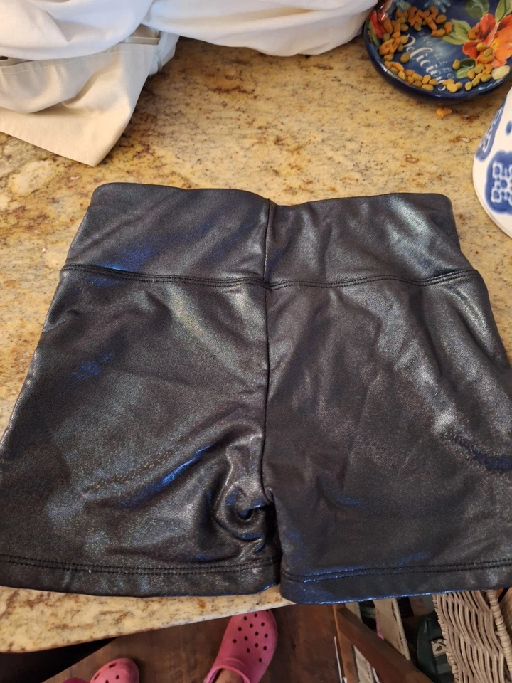 Little Girl's Justice Dance/Gym Shorts Size 10. Shiny Black/Very Dark Gray EUC - Image 3 of 4