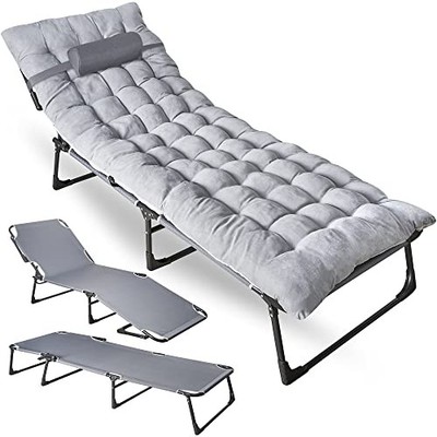 ZONETECH Folding Cot & Pad Mattress 4 Positions Adjustable, TA0019 - Gray