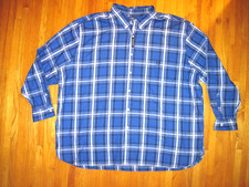 Chaps Easy Care Blue/White Plaid Long Sleeve Oxford Dress Shirt 4XL Big NWT