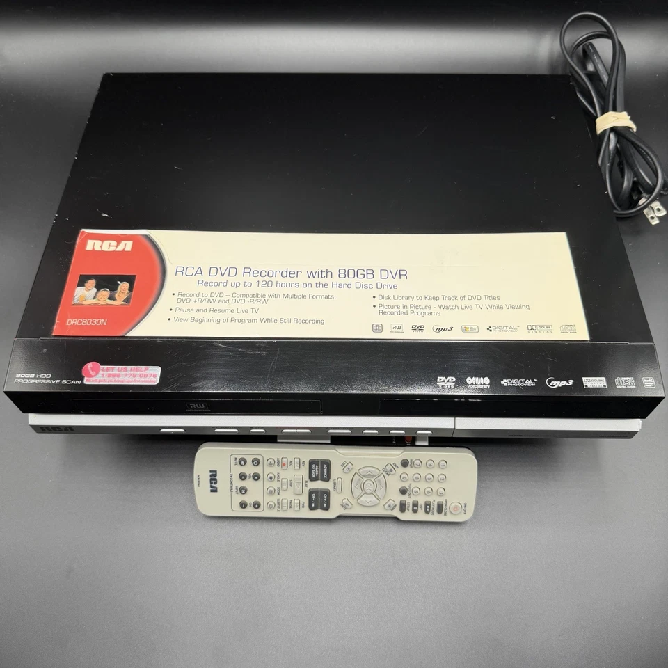 RCA DRC8030N DVD Recorder 80GB DVR w Remote Progressive Scan Player- TESTED - Image 2 of 3