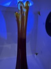 Vintage Viking Epic Column Ribbed Pedestal Swung Glass Bud Vase Ruby Amber Glow — photo 8