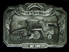 UB01168 NOS VINTAGE 1986  MASSEY FERGUSON MF 760  TRACTOR PEWTER BELT BUCKLE