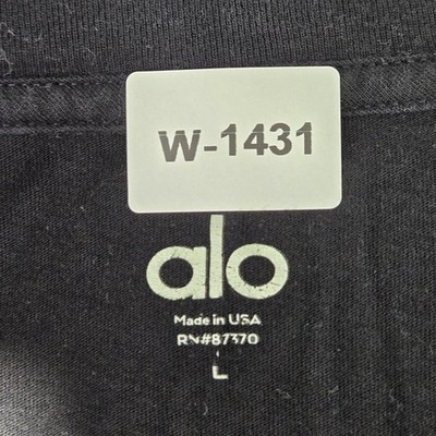 Alo Men Shirt L Black Geometric Logo Activewear Long Sleeve | eBay