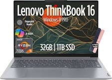 Lenovo ThinkBook 16 Gen 7 FHD 16" Laptop, AMD Ryzen 5 7535HS, 32GB RAM, 1TB SSD