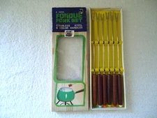 " NIB " 6 Piece Fondue Fork Set " Great Vintage Gift " See All Pics "