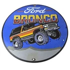 Vintage Ford Motors Porcelain Sign - 78' Bronco Sunset Porcelain Auto Sign