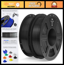 2KG Black PLA Filament 1.75mm for 3D Printers - High Dimensional Accuracy /- 0.