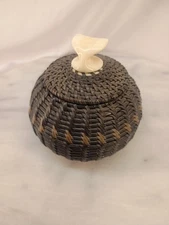 Whale Tail Baleen Style Basket Alaskan Baleen Finely Woven Basket SIGNED 