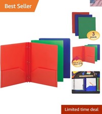 Multi-Color Poly Two-Pocket Folders with Secure Fasteners - Ideal for School Use