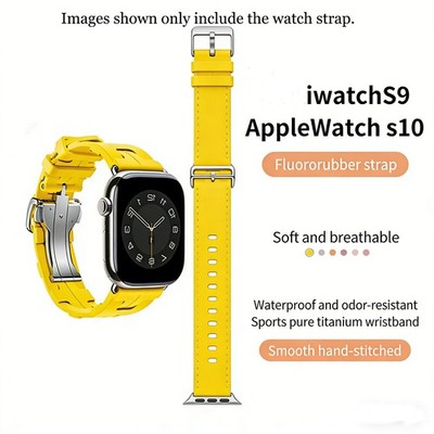 Orange Fluoroelastomer Watch Band Compatible with Apple Watch S9 S10
