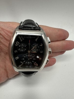 Van Der Bauwede Magnum Commander Cal.25 Chronograph Swiss Watch Black Leather