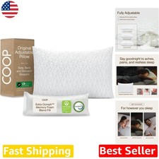 Queen Adjustable Memory Foam Pillow - Medium Firm, Breathable, Washable, Cert...