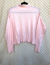 Double Zero Size L Women’s Pink Cowl Neck Cropped Oversized Long Sleeve Sweater
