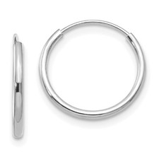 14k White Gold Endless Hoop Earrings L-13mm, W-13mm Gift for Mother