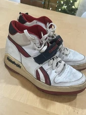 Vintage Reebok 1989 Hammer High Top Sneakers Men's Size 10.5 White Red Retro