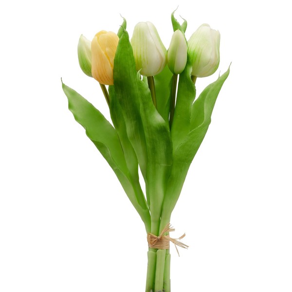 KüNstlicher Tulpenbund, 3Er Set, Farbe Weiß-Gelb, HöHe Ca. 31 Cm-image