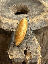 Antique Deco Revival Sterling Silver Butterscotch Egg Yolk Amber Filigree Ring