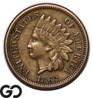 1862 Indian Head Cent Penny, AU++ Civil War Date