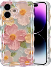 Case for Iphone 17, Colorful Retro Oil Painting Printed Flower Laser Glossy Patt