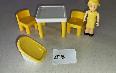 Vintage Little Tikes Dollhouse Lot Mom, baby Seat & Table w/ 3 Chairs (LTB)