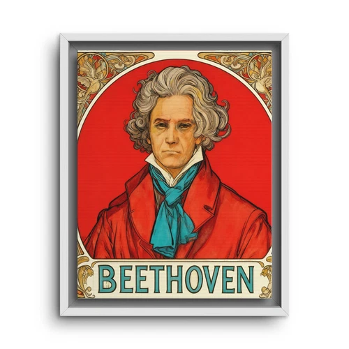 Vintage Beethoven Art Nouveau Portrait White Framed Wall Art Poster Vertical video thumbnail