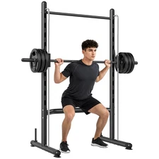 Soozier Adjustable Squat Rack with Pull Up Bar and Barbell Bar Bench Press