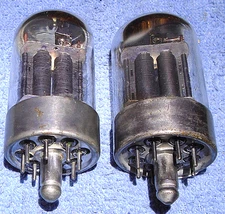 2 Type 7F7 Vacuum Tubes  1950's Vintage Black Plate Audio Twin Triodes