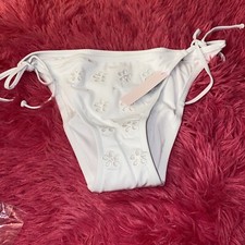 Victorias Secret Cheeky Swim Bikini Bottom Large White With Floral Pattern