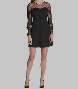 high neck long sleeve shift dress