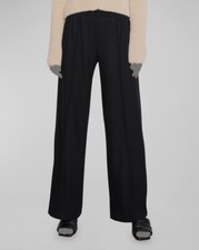  495 Vince Women's Black Wool Knit Wide-Leg Pull-On Pants Size 2XS