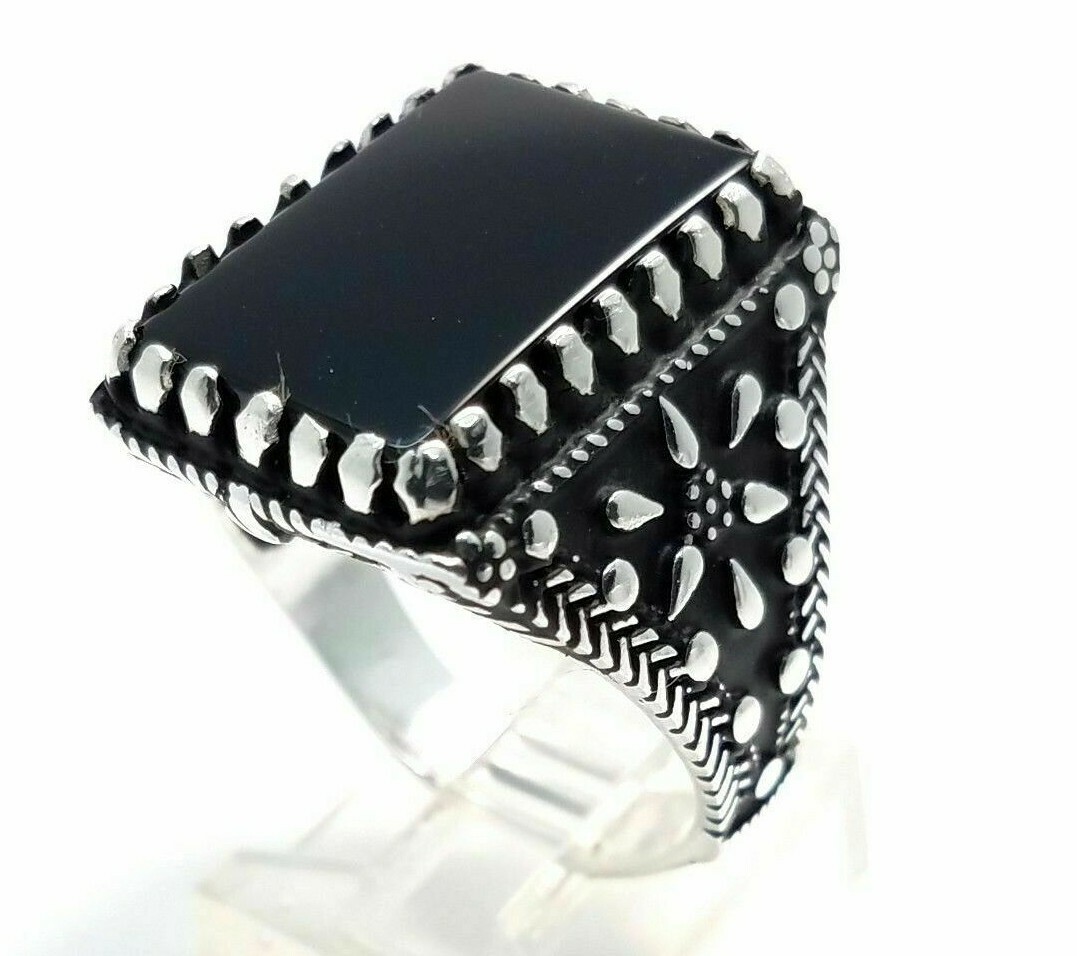 Black Onyx 925 Silver Ring(サイズ調節リング, 2 COLOR) Black Onyx Ring, Rotate Ring, 925 Sterling Silver Ring, Two