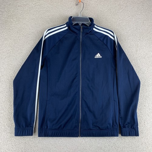 Adidas Athletic Track Jacket Men's Medium Navy Long Sleeve Full Zip 3