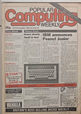 Vintage Popular Computing Weekly Magazine 10.-16. Oktober 1983 IBM Peanut Junior