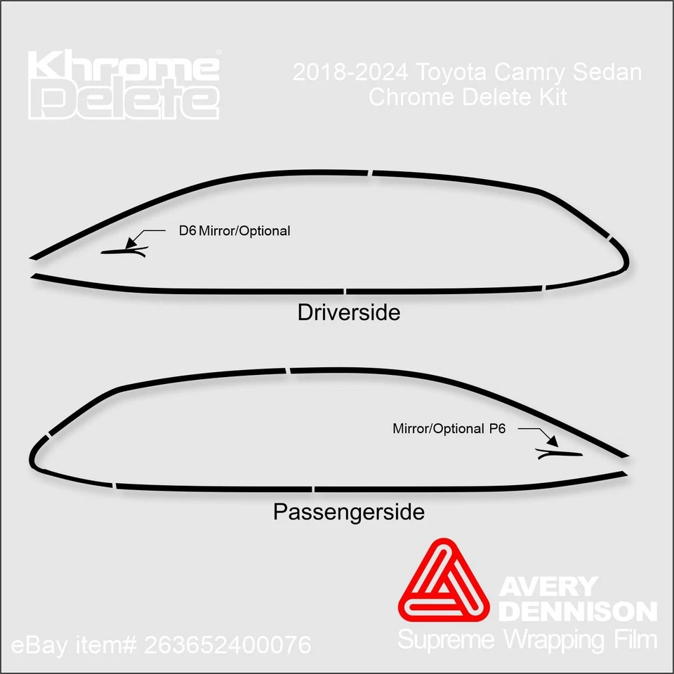 Хромированная виниловая пленка для удаления подходит для Toyota Camry (XV70) 2018_2024 годов выпуска глянцевая черная - Изображение 3 из 4