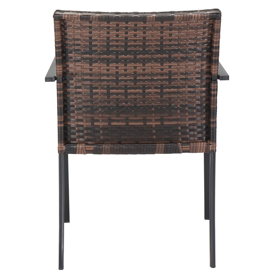 Stackable Outdoor Wicker For Patio Dining Chairs Set of 2 All Weather