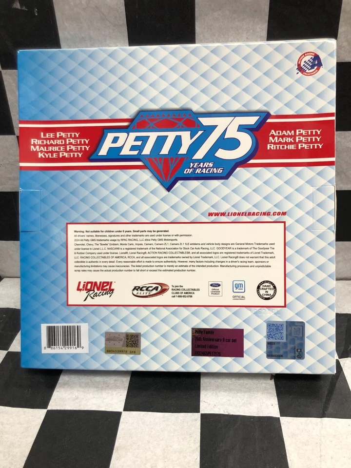 Petty 75th Anniversario 8 Auto Set 2024 Camaro ZL1 1:64 Scala FXX2465PETTY75 - Immagine 2 di 4