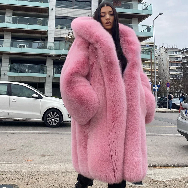 PINK FAUX FUR CHEWY VUITTON DOG COAT