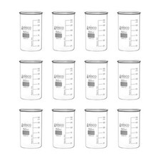 Beakers 12PK, 150mL - Tall Form, No Spout - Borosilicate Glass - Eisco Labs