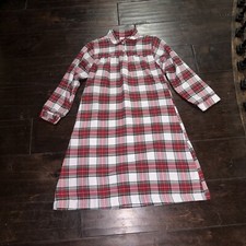 Pottery Barn Kids Christmas Classic Red Plaid Girls Flannel Long Nightgown Sz 8