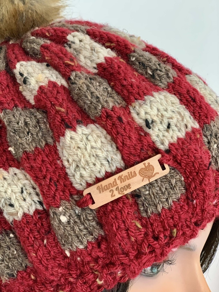 Hand Knits 2 Love Beanie Hat Cap Plaid Tweed Designer Faux  display picture 3