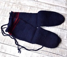 Vintage Traditional Bulgarian Colorful Hand Knitted Woolen Socks