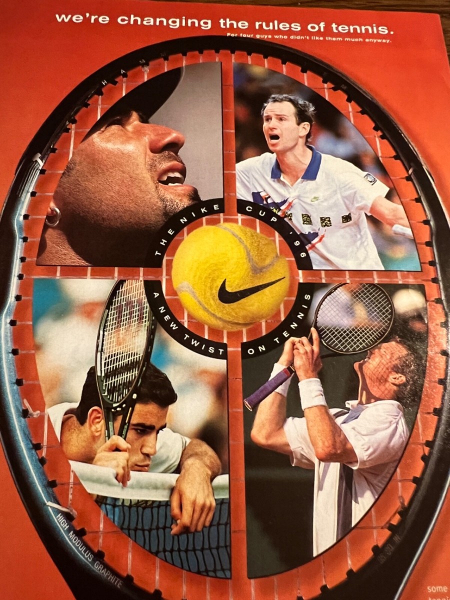 1996 VINTAGE 8X10 PRINT AD FOR NIKE CUP 96 MSG TENNIS GREATS PETE