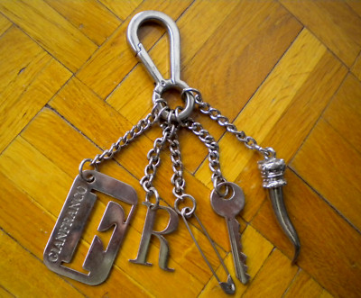 GIANFRANCO FERRE METAL BAG CHARM SILVER Key chain