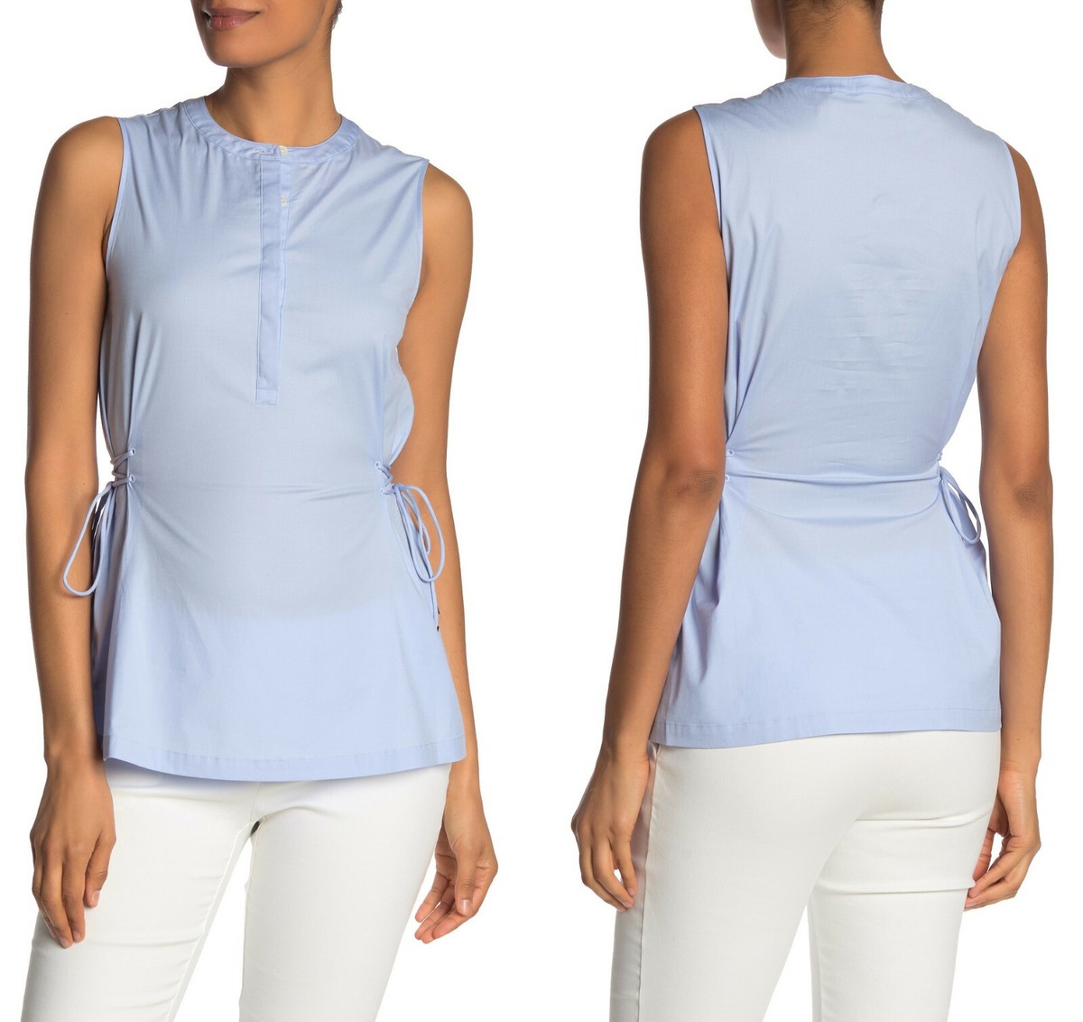 NWT $225 Theory Cotton Poplin Sleeveless Side Tie Top | eBay